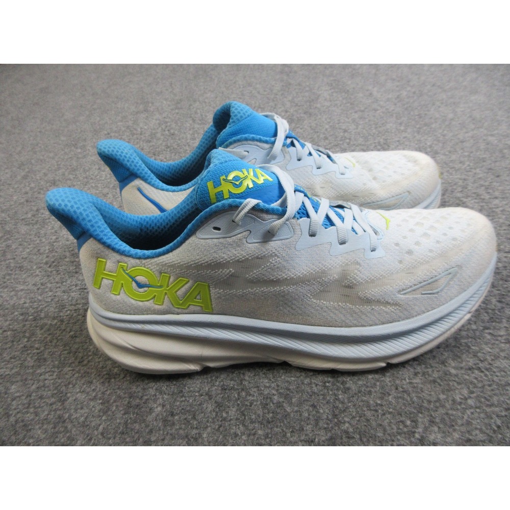 Hoka One One Clifton 9 Running Shoes Mens Size 11.5‎ White Blue 1127895 IWEP